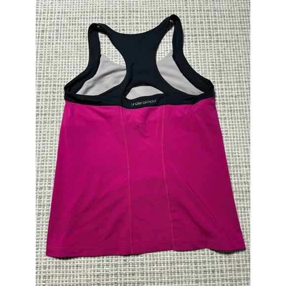 Under Armour Womens L Hot Pink & Black Racerback Athletic Tank Top - Picture 2 of 7